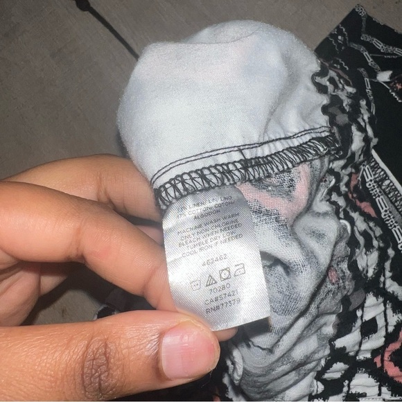 Loft Black and Pink Aztec Print Patchwork Linen Blend Shorts - Picture 6 of 7